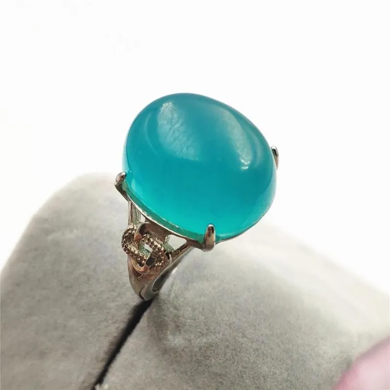 Klusterringar äkta naturlig grön Amazonite ädelsten justerbar sällsynt ringkvinna man 16x14mm 925 sterling silver klara pärlor