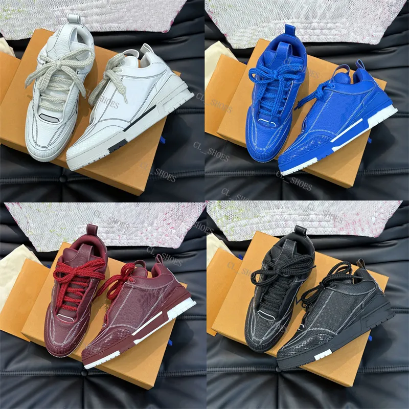 Designer Skate Sneakers Men Trainer Calf Trainer Platform Sneakers Rubber Shoe Vintage Trainer Lace-up Skate Shoes With Box