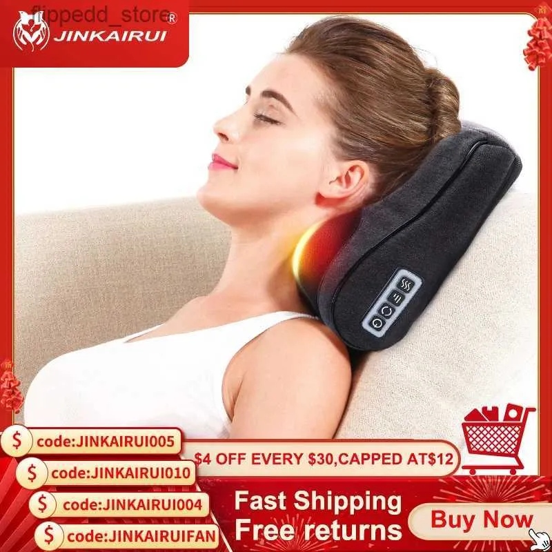 Massage Neck Pillowws Shiatsu Pétrissage Masseur Cou Masseur Oreiller Vague Courbe Maison Voiture Massage À Double Usage Massage sain Pour Les Épaules Q231123