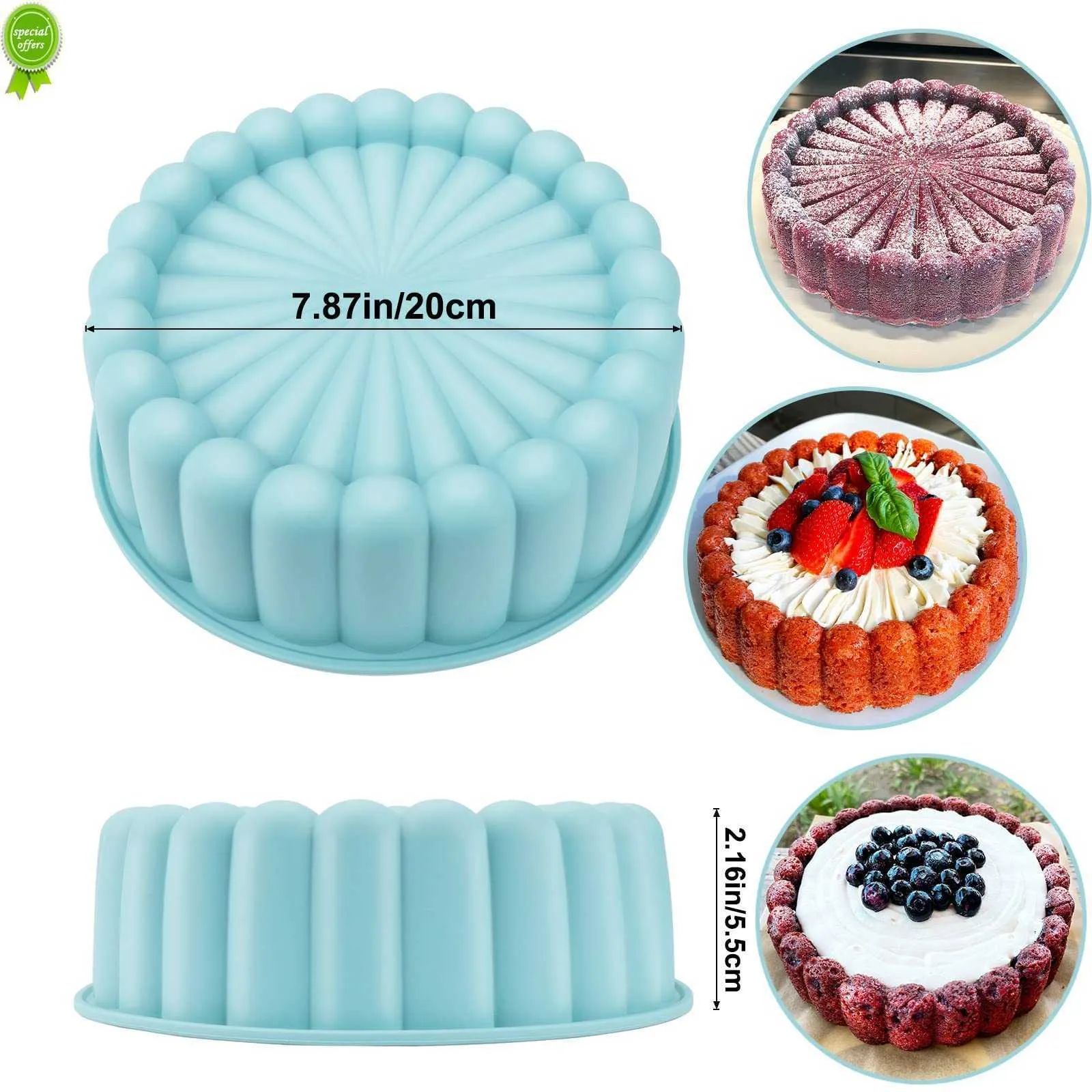 Nouveau silicone rond poêle charlotte gâteaux de cuisson à pâtisserie Sponge Flan Moule de fraises Shortcake Pan de cuisson