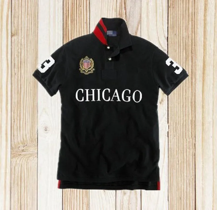 CHICAGO camisa polo de manga curta masculina camiseta cidade versão 100% algodão bordado masculino S-5XL