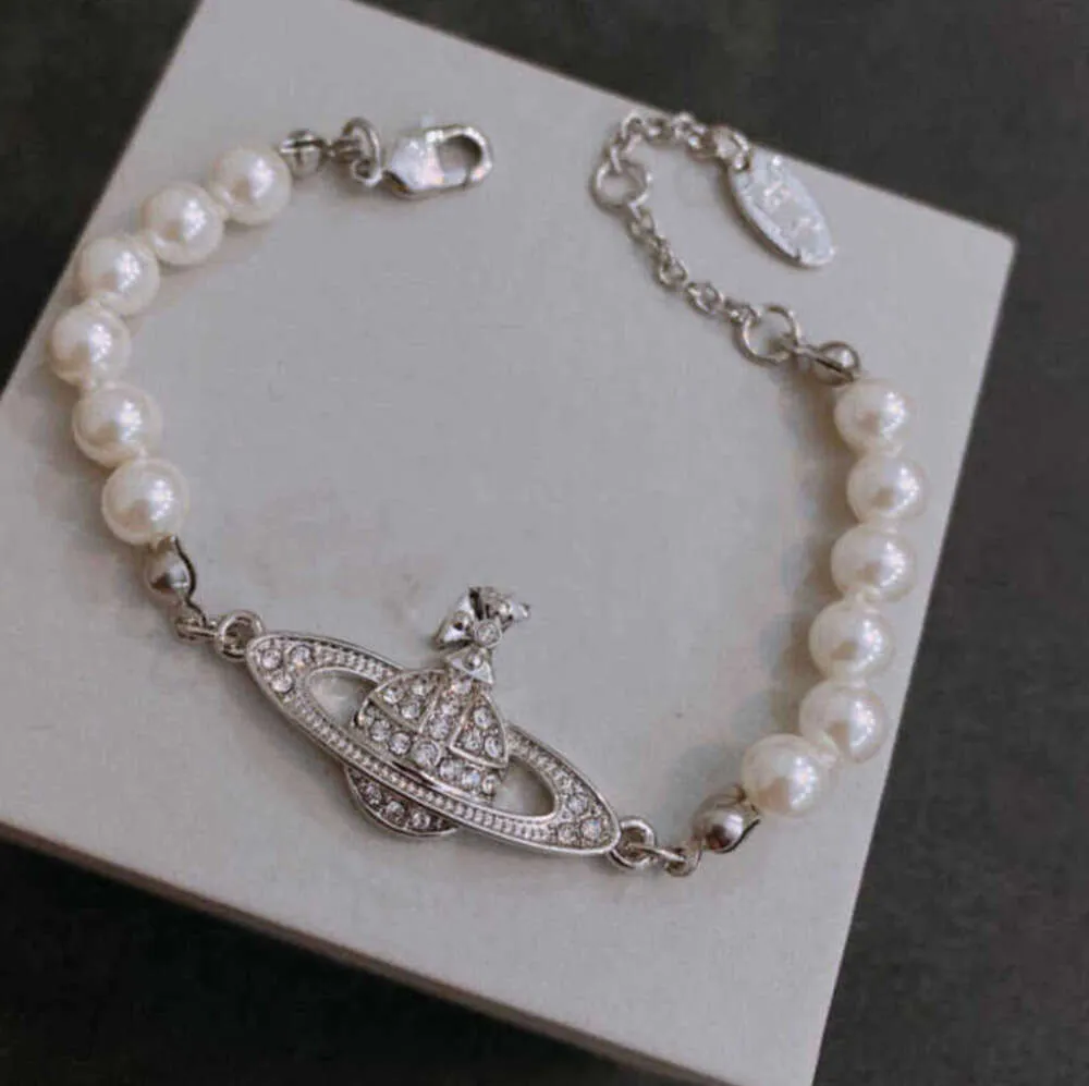 Charm Bracelets Designer Letter Vivian Chokers Luxury Women Fashion Jewelry Metal Pearl Bracelet cjeweler Westwood Motion current 990ess122
