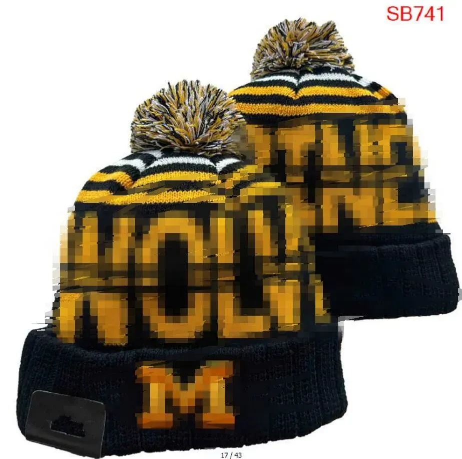 Michigan Beanies Wolverines Beanie North American College Team Side Patch Winter Wool Sport Knit Hat Skull Caps a2