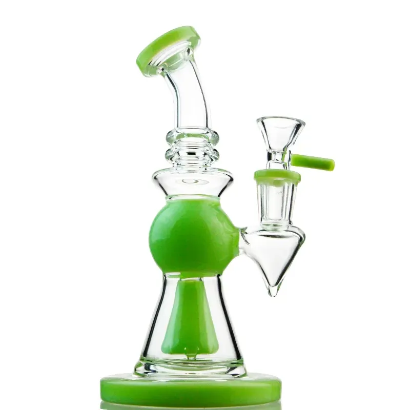 7 Inch Hookahs Short Nect Mouthpiece Glass Bongs Showerhead Perc Oil Dab Rigs Heady Glass Pyramid Design Water Pipes 14mm Male Joint With Bowl 4mm Thickness