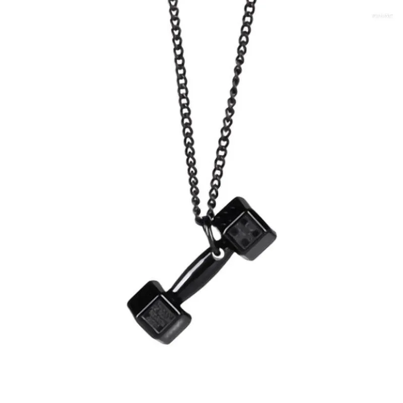 Pendant Necklaces Men's Chain Choker Titanium Dumbbells Pendants Punk Chains Men Original Gifts Fitness Promotional