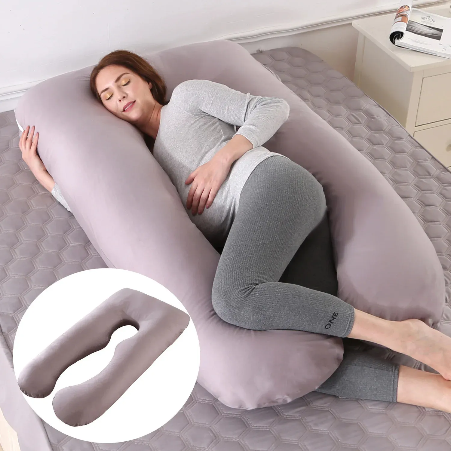 Cuscini premaman 70x130 cm Cuscino per gravidanza per allattamento completo per il corpo Premaman a forma di U per dormire con fodera in cotone rimovibile 231123