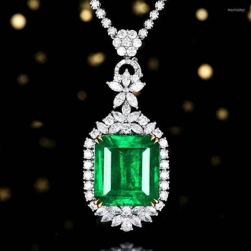 Colares pendentes Foydjew Luxury Simulation Emerald Princess Square Diamond Jóias de joalheria sofisticadas Micro incrustações