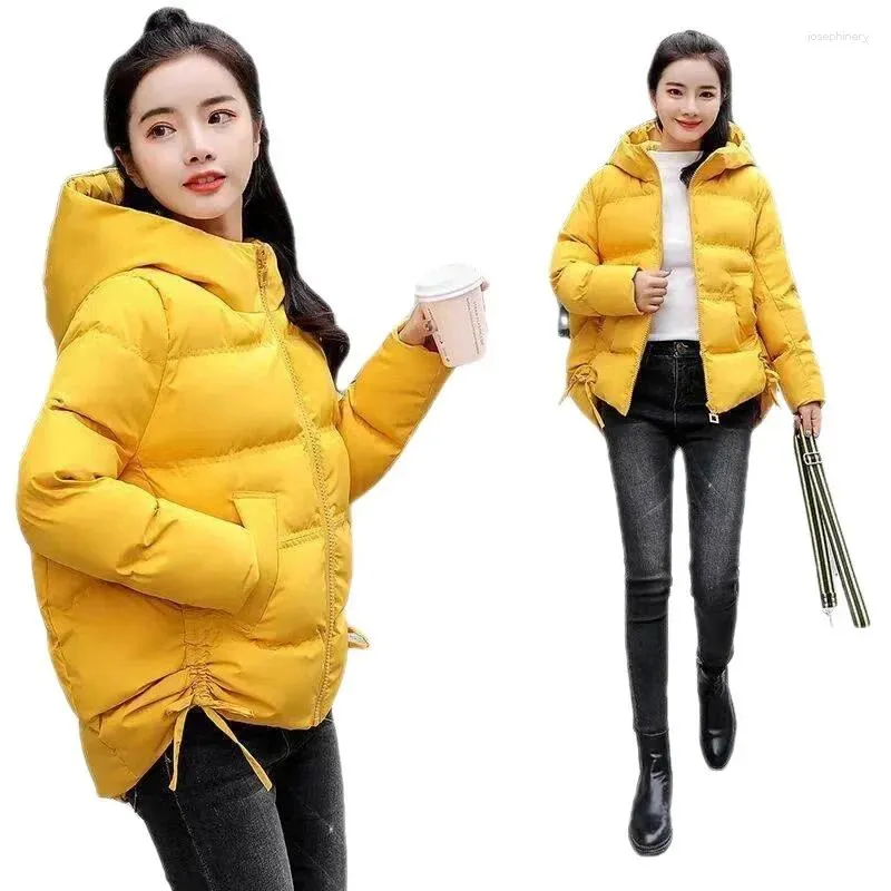 Casacos de trincheira femininos inverno parkas jaqueta com capuz curto casaco de algodão acolchoado jaquetas grosso quente parka casual serviço de pão 2023 outwear