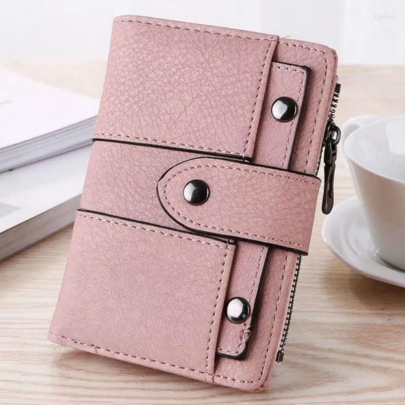 Wallets Women Wallet Simple Retro Rivets Short Coin Purse Card Holders Handbag For Girls Small Ladies Cartera