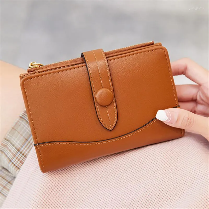 Portafogli PU Leather Women Short Fashion Multifunzionale Ladies Small Coin Purse Multi-Slot Bank ID Holder Package