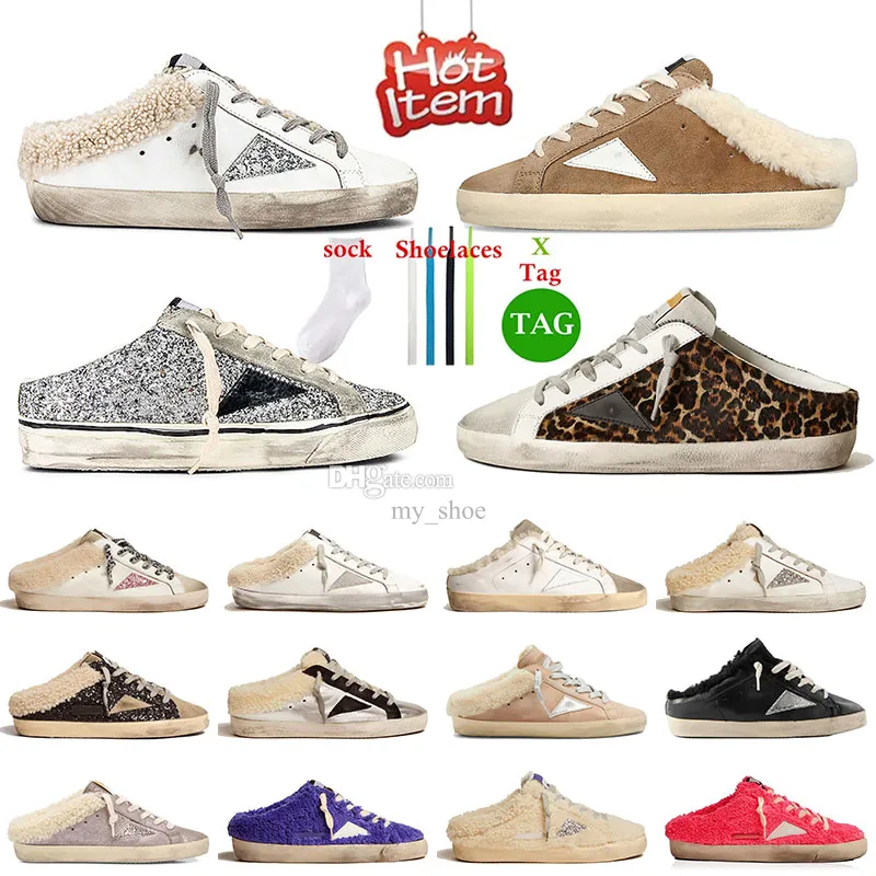 Haute qualité Goldenstar Sabots Pantoufles Femmes Designer Chaussures Chambre Diapositives Mocassins Baskets Hommes Pantoufle Plateforme Super étoiles Sale Vieilles baskets dorées Mode