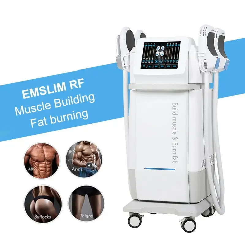 Debout 4 poignées Stimulation musculaire Emslim neo Body Sculpting vibrant masseur corporel EMS mince bâtiment musculaire élimination de la graisse du ventre équipement de Fitness