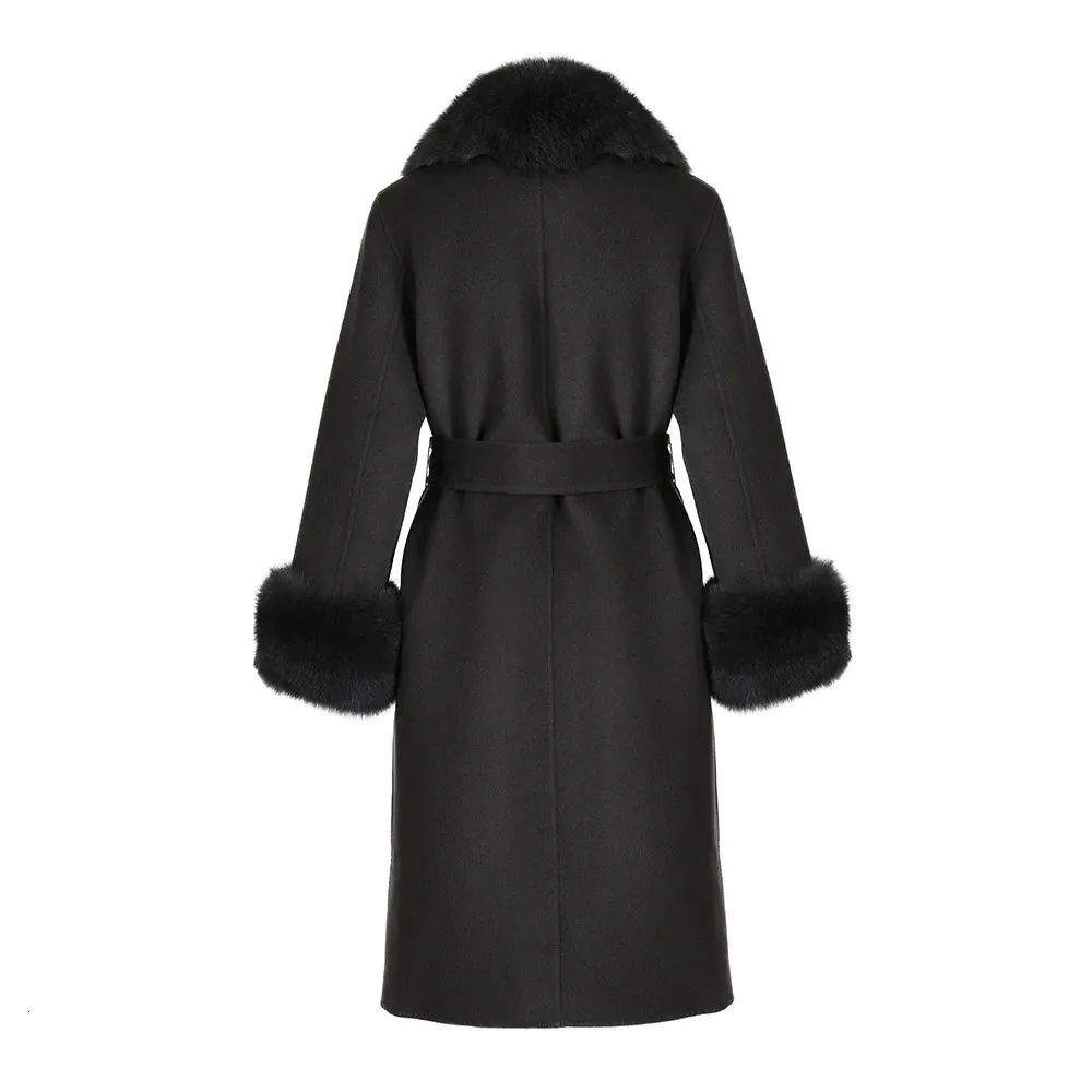 Stylish Wool-Blend Jxwatcher Coat with Natural Fur Collar