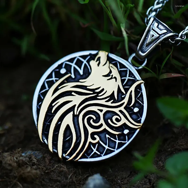 Pendentif Colliers Design Nordic Vikings Wolf Collier pour hommes Femmes en acier inoxydable Pagan Tibétain Amulette Odin Vintage Animal Bijoux