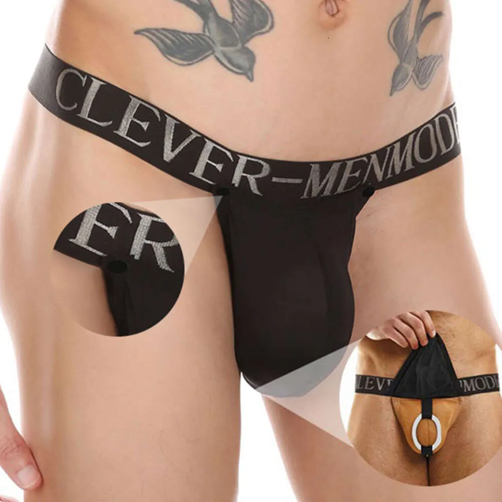 Men's Sexy Detachable Dick Thong Porn Silicone Ring G String Panties Gay Men Lingerie Bag Erotic Sissy Bikini