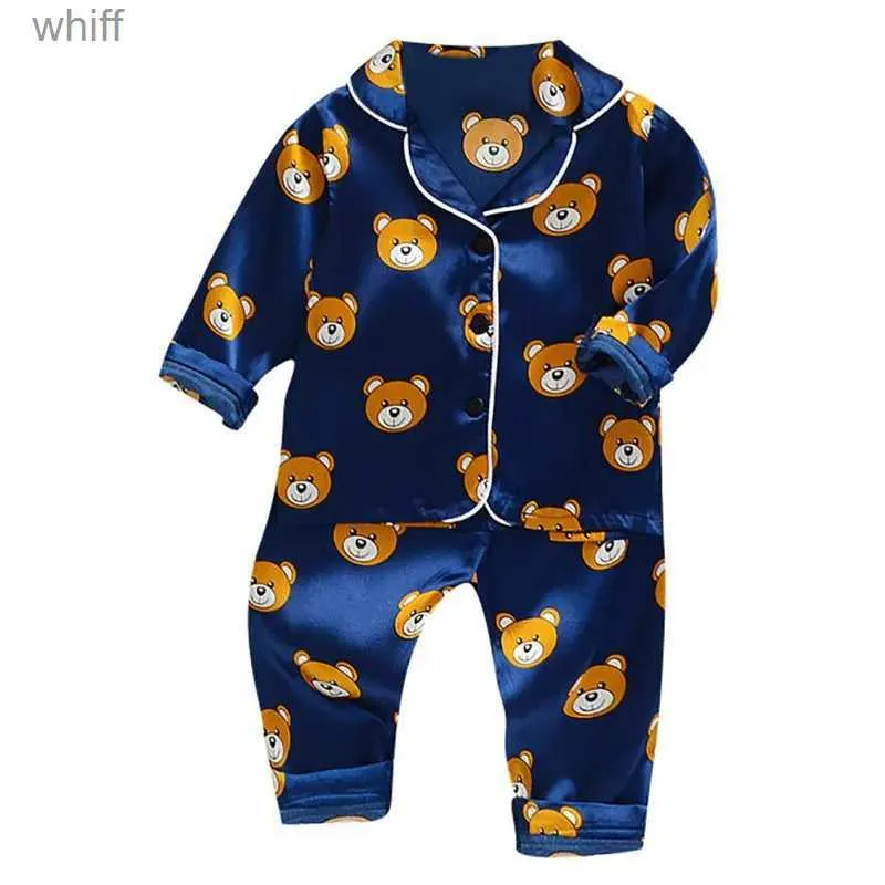 Handelsrockar småbarn Silk Satin Pyjamas Pyjamas Set Baby Sleepwear Pijama Pyjamas Suit Boys Girls Sleep