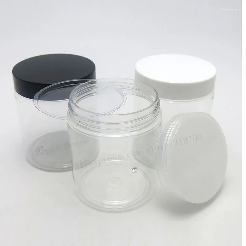 Vorratsflaschen, 24 x 250 g, leere, klare PET-Gläser mit Schraubdeckel, 250 ml, transparente Kunststoff-Creme-Lotion, Badesalz, Kosmetikverpackung