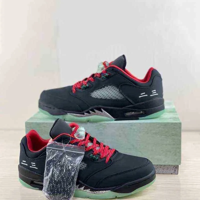 2022 Sale Clot X Jumpman 5 5S Low Men Basketball Shoes Adminies Adminies Black Red Green Trainers أحذية رياضية مع صندوق