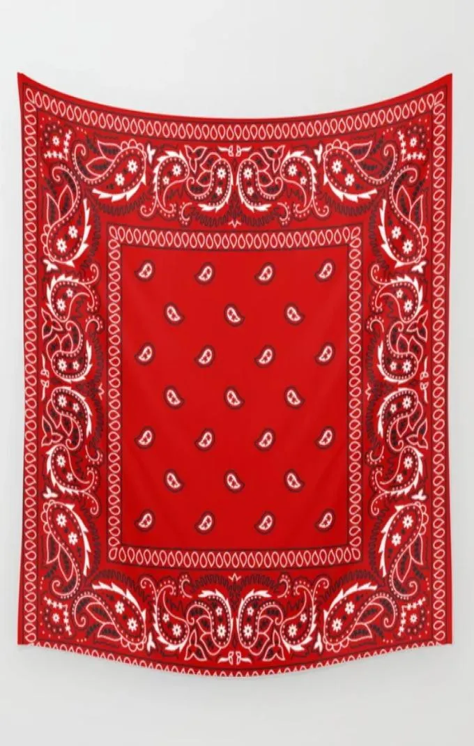 Gobeliny Paisley Bandana Red Southwestern Boho Tobestry Waiting Bedspread Art Bolit Rzucanie ręczników Zasłona okna 2210265488685