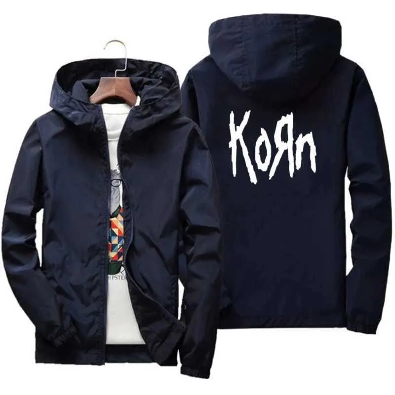 Giubbotti da uomo 2023 Nuovo 7XL Korn Rock Band Giacca Metal Music Top Fashion Abbigliamento outdoor Divertente antivento con cappuccio Grande YZ5T