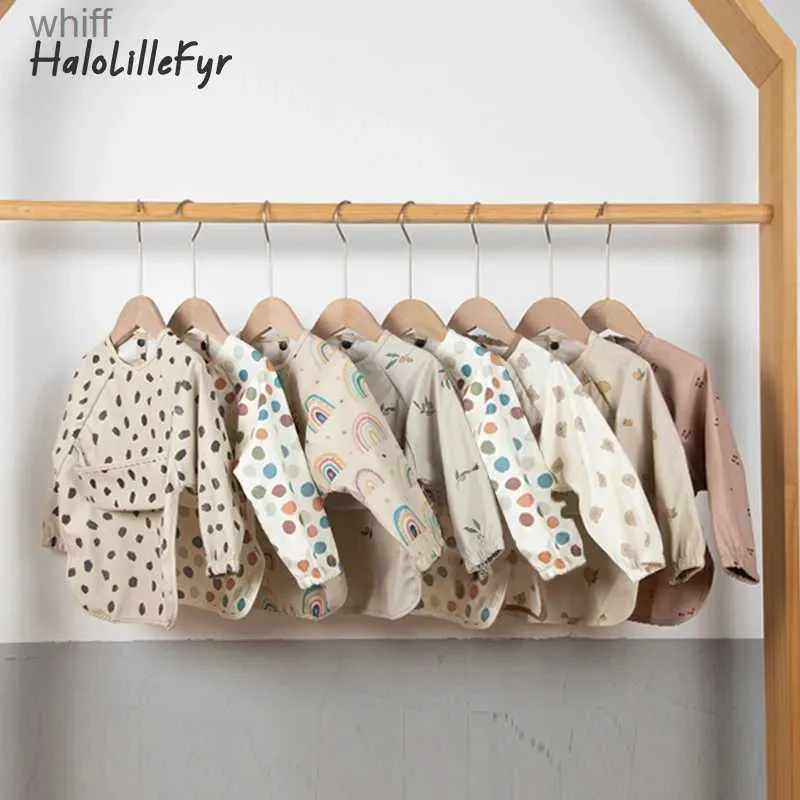 Handtücher, Bademäntel, neue Kinder, Fütterungsschürzen, langärmeliges Baby-Lätzchen mit Tasche, volle Abdeckung, Kinderkleid mit Tasche, wasserdichter Langarm-Kittel