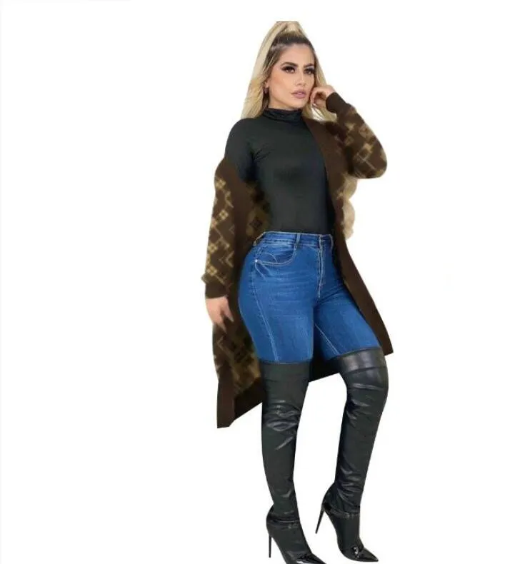 Womens Buttonless Knitwear Cardigan Jacquard With Long Womens Buttonless Knitwear Cardigan Jacquard With Long
