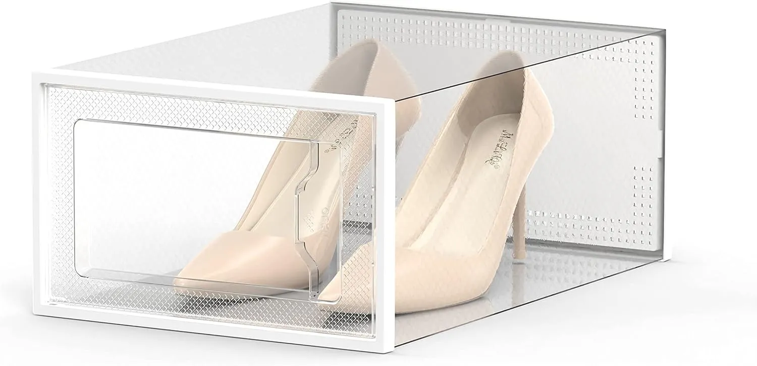 SEE SPRING Caja De Almacenamiento De Zapatos Grande, Paquete De 12,  Organizador De Zapatos Apilable De Plástico Transparente Para Armario,  Zapatero Plegable Para Ahorrar Espacio, Contenedor Para Zapatillas De 65,93  €