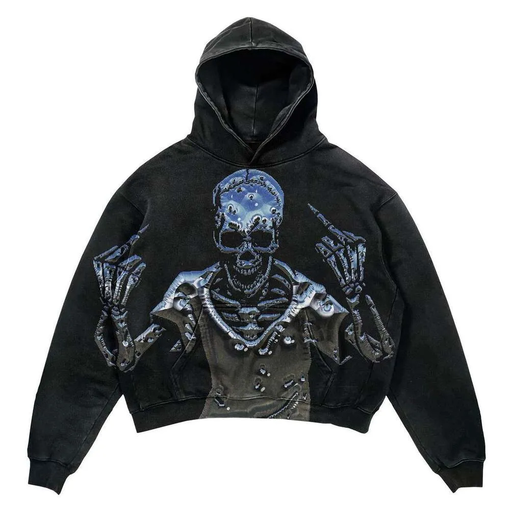 Projektant luksus Chaopai Classic 2023 Spring Fall Hip Hop Skull 3D SWEATER SWEATER MĘKA I