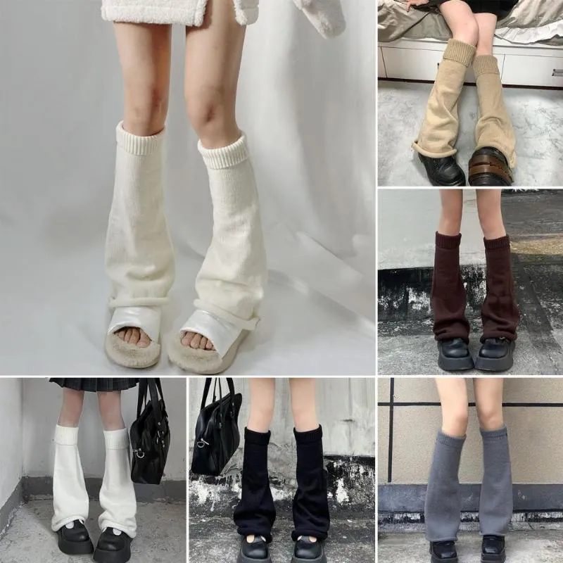 Kvinnors strumpor 1 par blossade stickat förtjockat knähög stretchig Keep Wart Solid Color Autumn Winter Boot Stockings for Outd