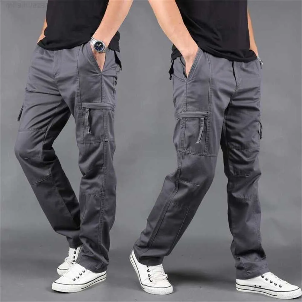 New Autumn Winter Men Cargo Pants mensagens de calças verdes soltas de vários bolsos homme macacões militares mais tamanho 4xl x0615u6hi