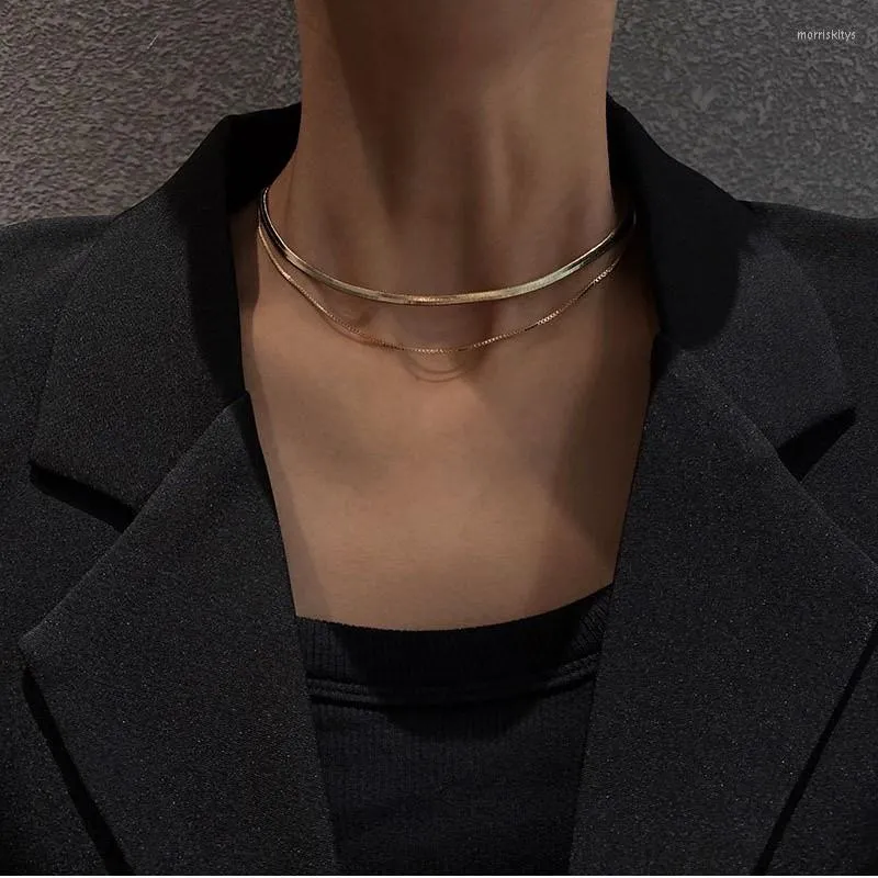 Chains Lovelink Fashion Unisex Punk Metal Chain Necklace Choker Stainless Steel Gold Color For Women Man Jewelry