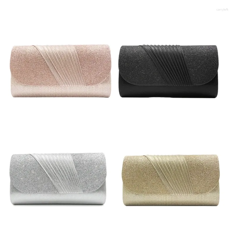 Duffel Bags Elegant Evening Clutch Purse Pleated Flip Handbag Women Formal Party