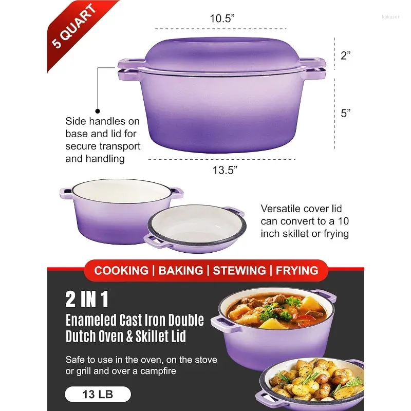 Bruntmor 5 Qt Grey Dutch Oven, Grey Lid, Nonstick Seasoned Pot, 5 Qt -  Foods Co.