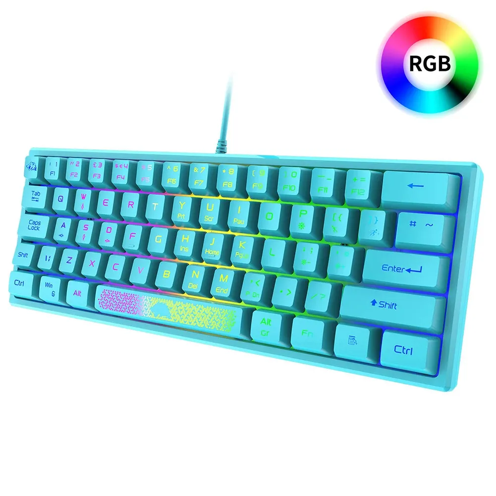 K61 Mechanical keyboard RGB Backlight 15M Wired Keyboard 62 Keys Gaming Keyboards Crater architecture For PC Laptop 231221