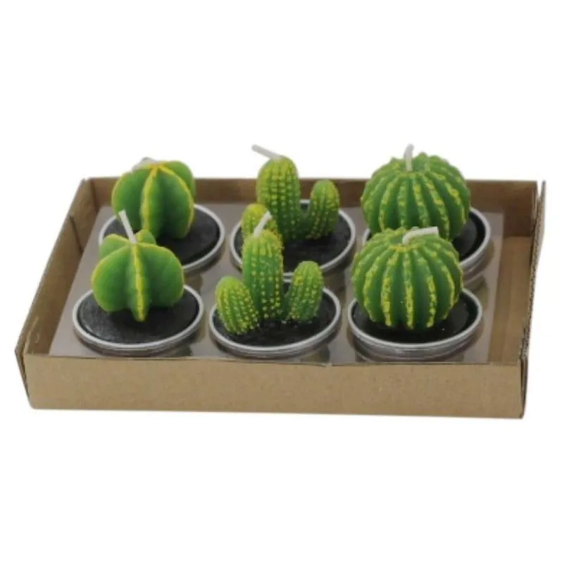 Velas 6 pcs 12 pcs plantas de succent artificial vela de cacto para festa de aniversário festa decoração de férias decoração de casa y200531 drop entregar dh1sn