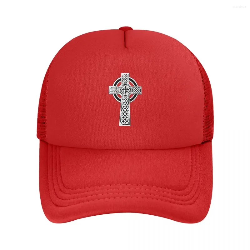 Ballkappen Benutzerdefinierte keltisches Kreuz Kelten Symbol Baseballkappe Männer Frauen Atmungsaktive Trucker-Mütze im Freien