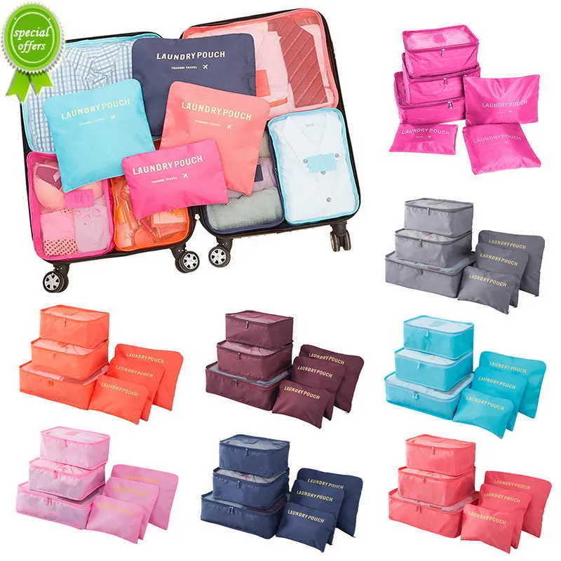 Set-opslag Nieuw voor kleding netjes Garderobe Kofferzak Reisorganisator Case Schoenen Verpakking Cube Bag 6PCS