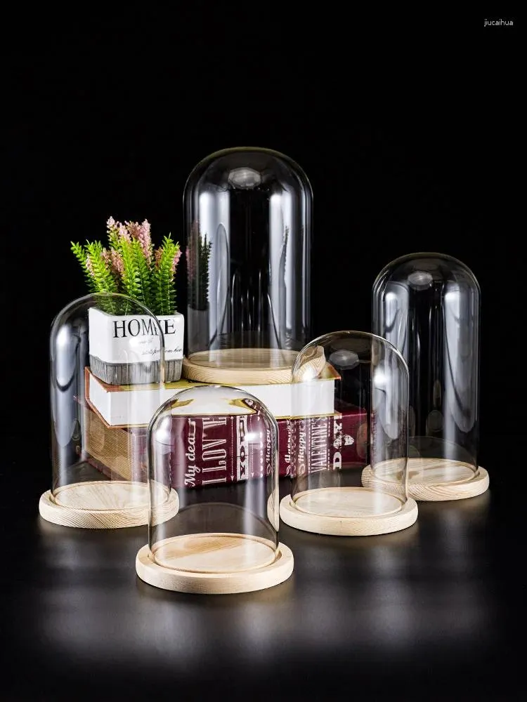 Vasen Glas Blumen Display Abdeckung Holzsockel ewige Ornamente handgemachte Handwerk Glocke Glas Tisch Dekor Box