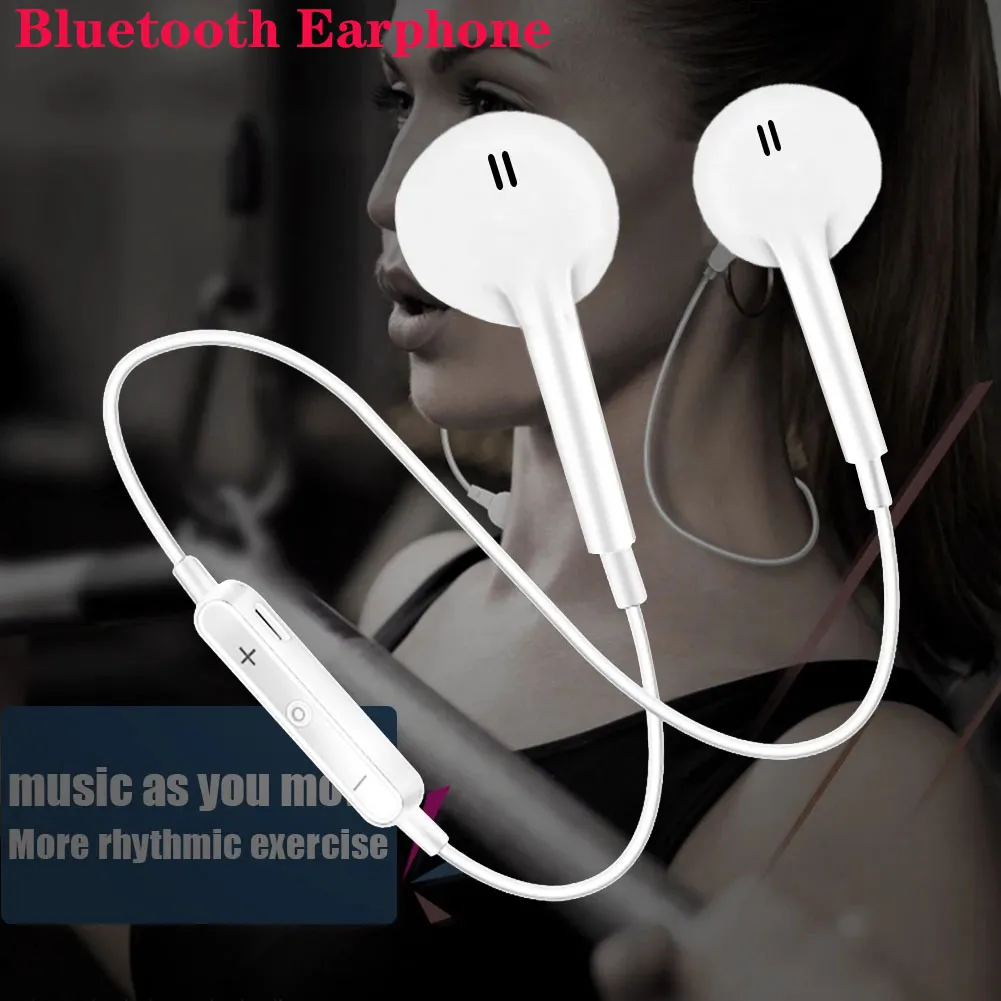 S6 Wireless Earphone music headset Neckband Sport bluetooth Stereo Earbuds Earphone with Mic For iPhone Samsung Xiaomi