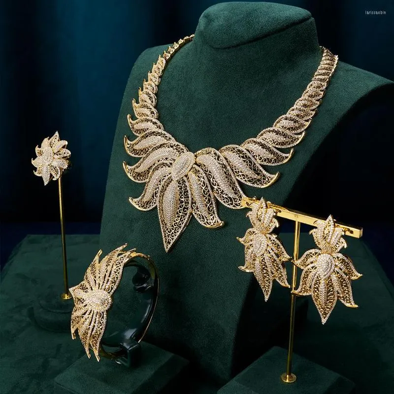 Halsband örhängen set tirim underbar brud för kvinnor sjöstjärna form kubik zirkoniumbröllop nigeria dubai juvelryaccessorier