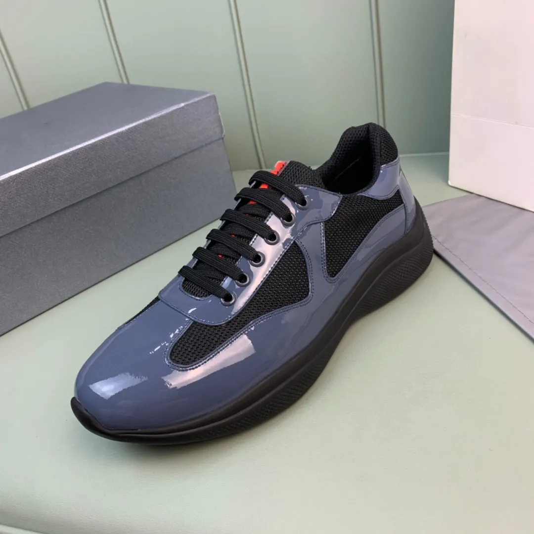 Nuove scarpe da ginnastica da uomo in pelle America Cup Xl B22 scarpe da ginnastica piatte in pelle verniciata di alta qualità uomo scarpe casual con lacci in rete nera scarpe da ginnastica per runner da esterno scarpe da coppa