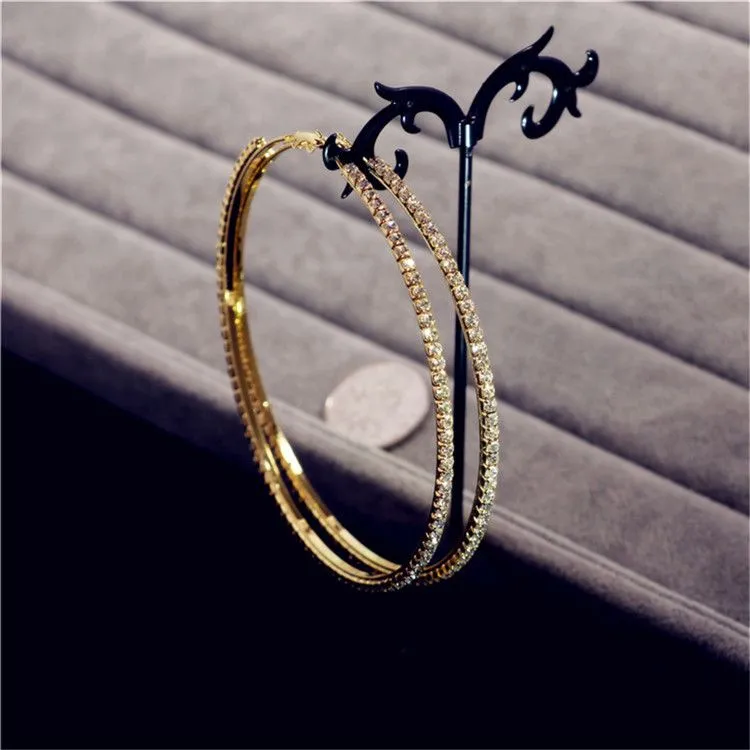 Hot Earrings for Women 2-10 cm Hoop Big Circle Earrings Fashion Extra Big Large Crystal Hoop Earrings Party Jewelry Gold Silver Oversized