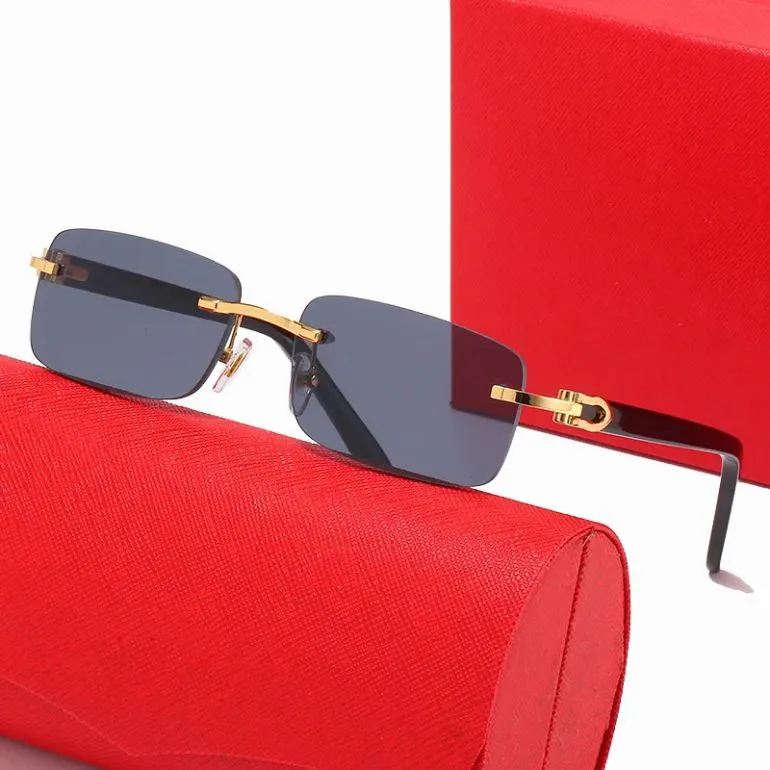 Black Suglasses Retro Classics Rimless Solglasögon Par Eyewear Fashion Luxury Märke Populära Polaroid -glasögon 18 färger att välja mellan Carti Glasses Men