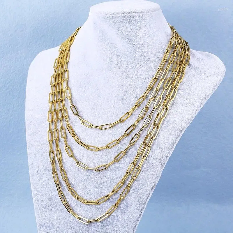 Choker 5.5mm rostfritt stål guldfärger kedja halsband mode olika längder av smycken mäns och kvinnors halsband