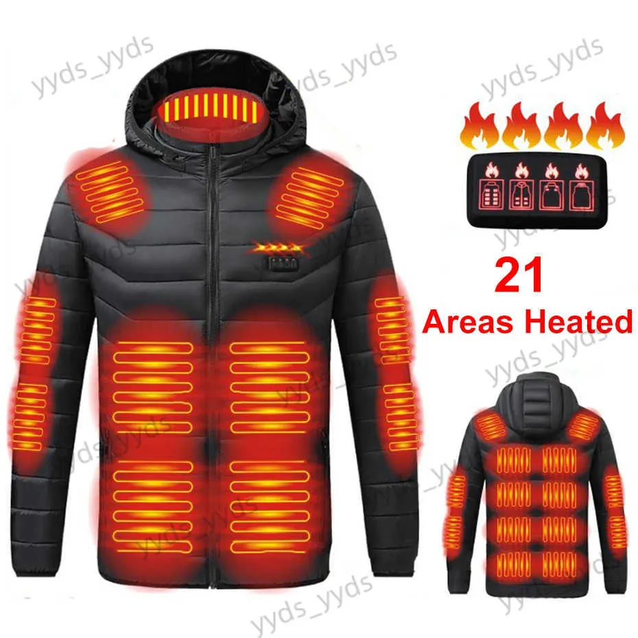 Herenjassen USB-verwarming gewatteerde jas Herenparka's Winter Infrarood 21 verwarmingsgebieden Jas Mode Casual Elektrisch verwarmde parka's Heren T231123