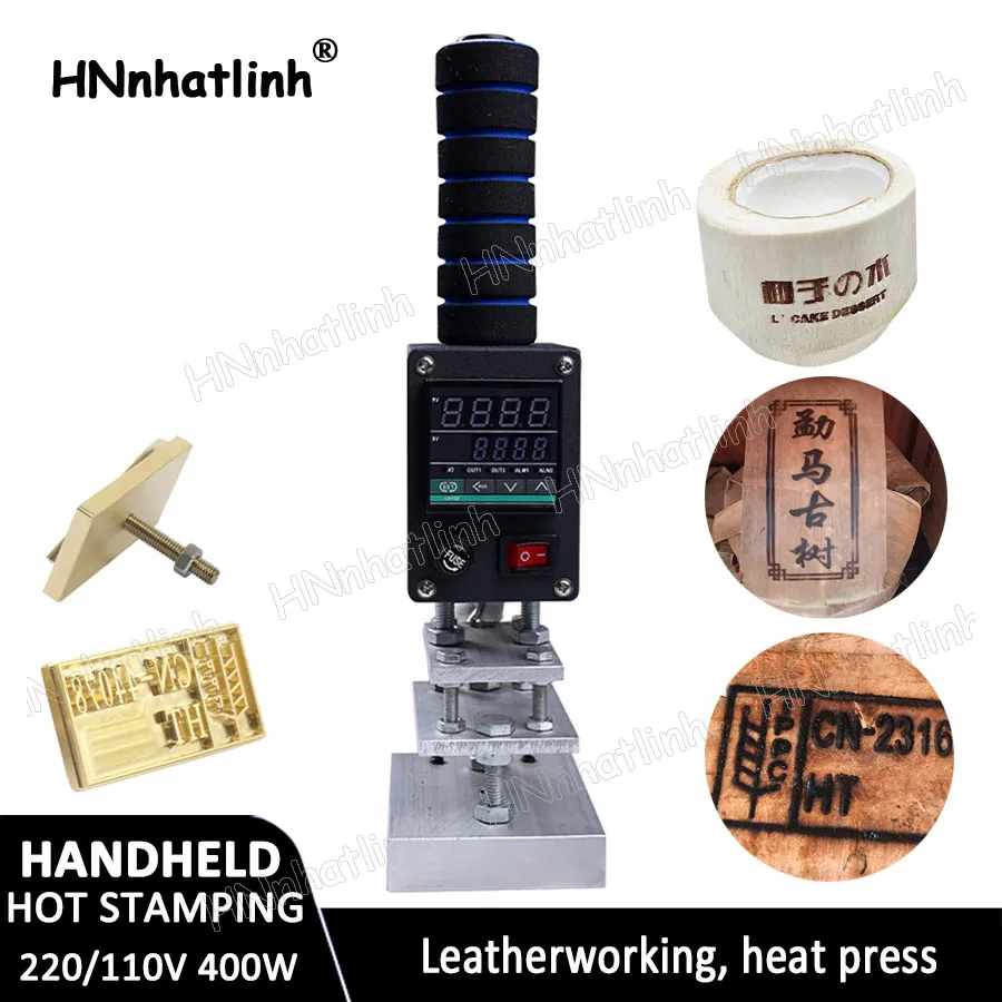 Industriële apparatuur Handheld Hot Foly Stamping Heat Machine voor lederen huid Woodpapier Embossing Tool Aangepast Logo Stamp Branding IJzer