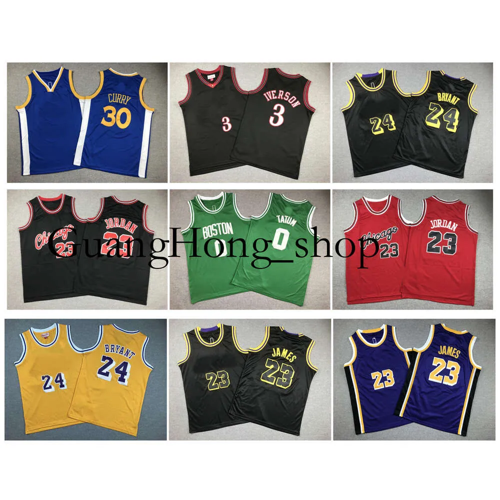 GH 23 Michael Jor Dan basketbalshirt voor kinderen Jeugd Stephen Curry Lebron James Allen Iverson Celtices Jayson Tatum Bryant Rood Zwart Wit Groen