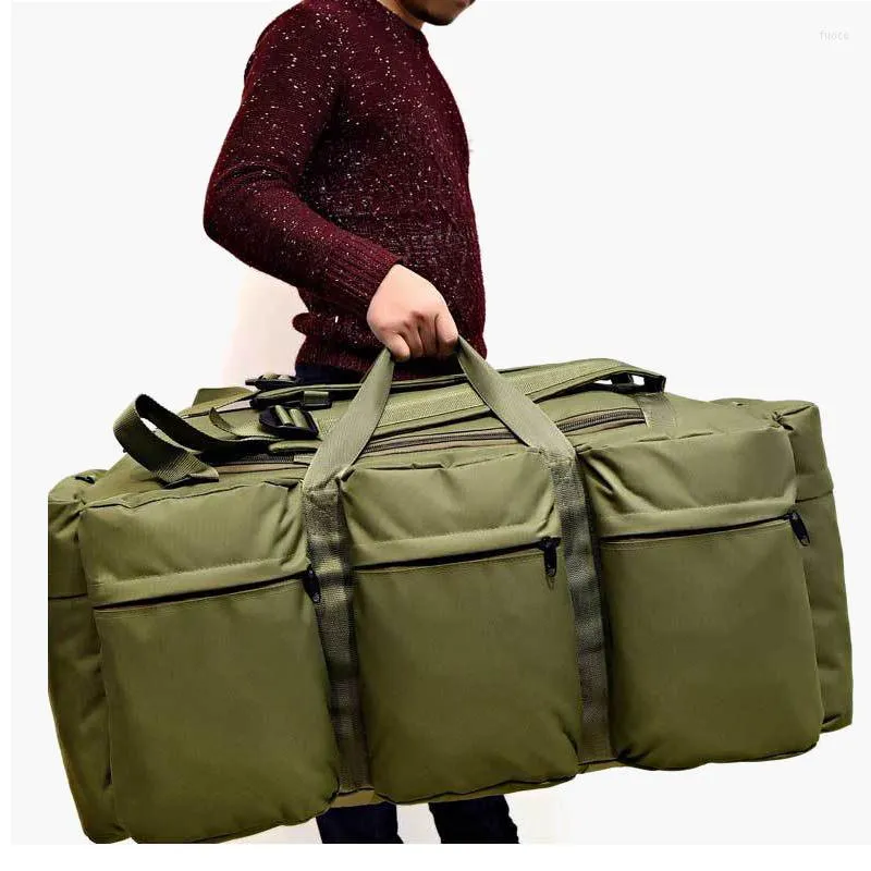 Duffel Bags 90L Capacidade de grande capacidade Travel Canvas Militares Militares Militares Mochila Água Caminhando Campo Camping Rucksack XA216K