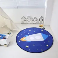 Pillow Decorative Cartoon Kids Floor Mat Carpet Round Rug Animals Printed Pattern Children Climbing Non-Slip Pet Sleep Home Decor
