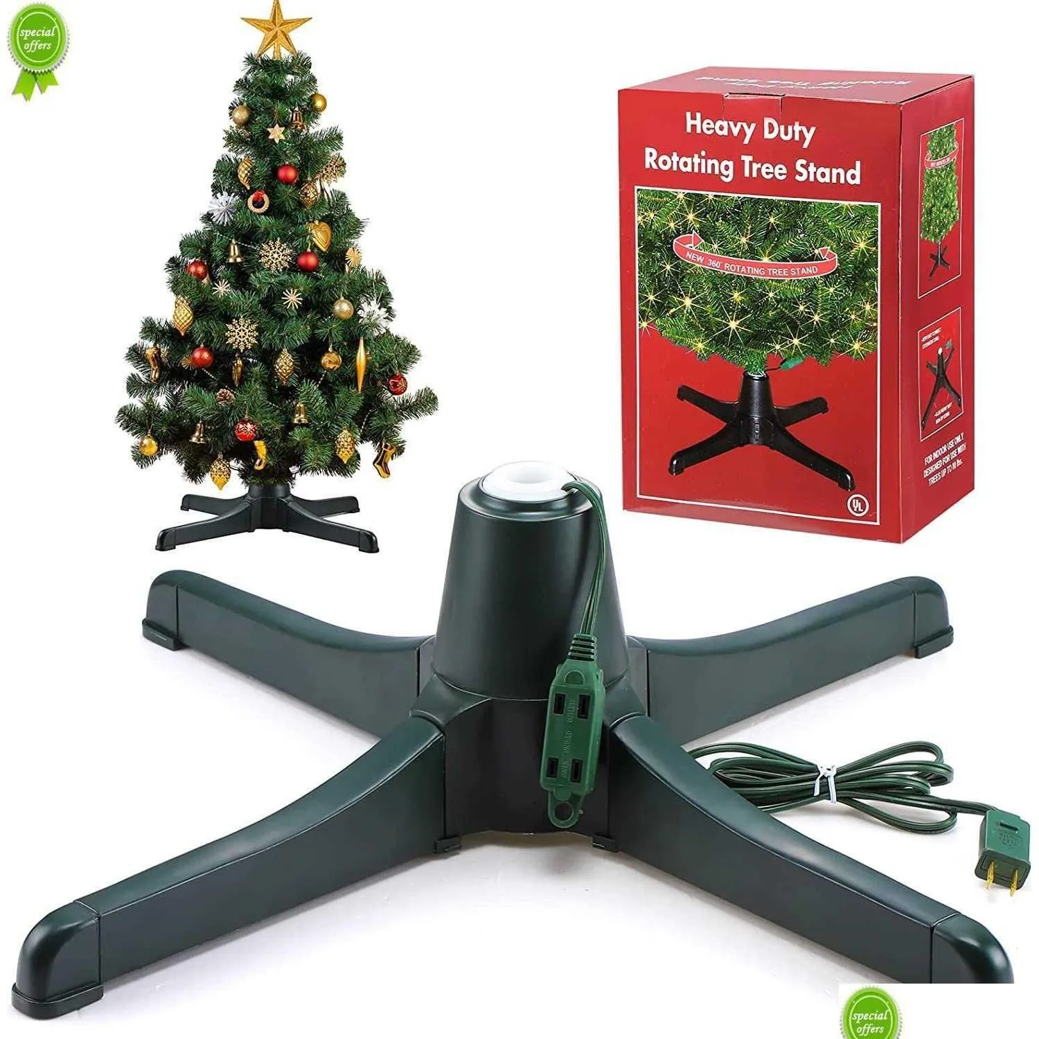 360° Electric Swivel Christmas Tree Stand Base Adjustable Christmas